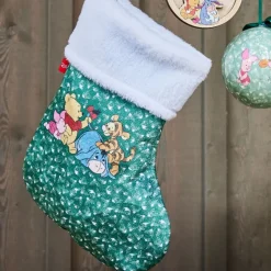 Chaussette de Noël Winnie vert et blanc H25cm