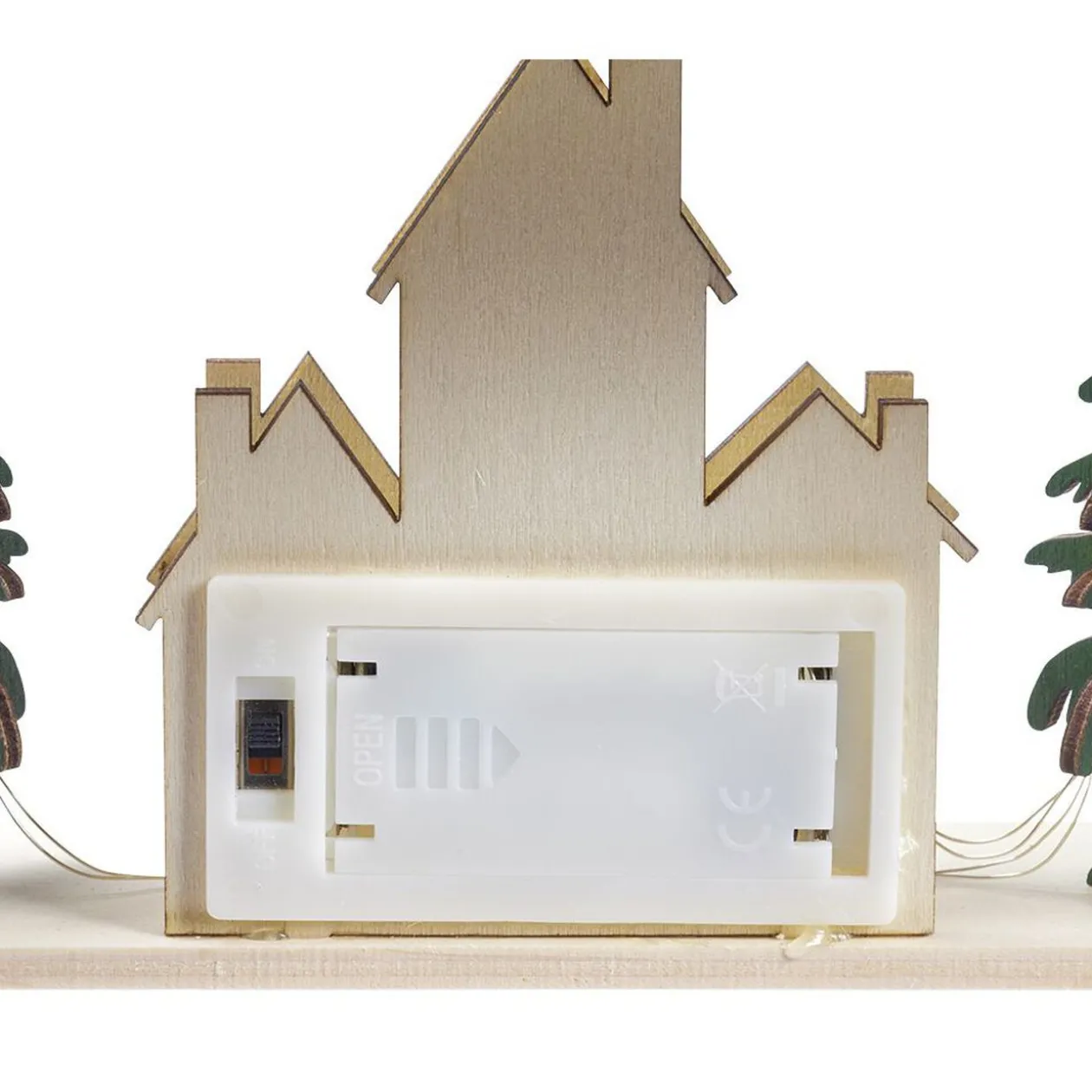 Échelle lumineuse décorative en bois avec village de Noël H31 cm