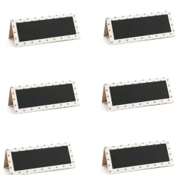 Chevalet porte-nom ardoise bord blanc à pois dorés x6