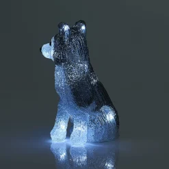 Chien husky assis lumineux 12 LED blanc froid H17 cm
