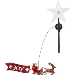 Cimier tête de sapin animé traineau Père-Noël rotatif avec étoile lumineuse