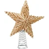 Cimier tête de sapin Noël forme étoile en paille 20xH25cm