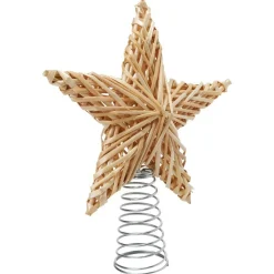 Cimier tête de sapin Noël forme étoile en paille 20xH25cm