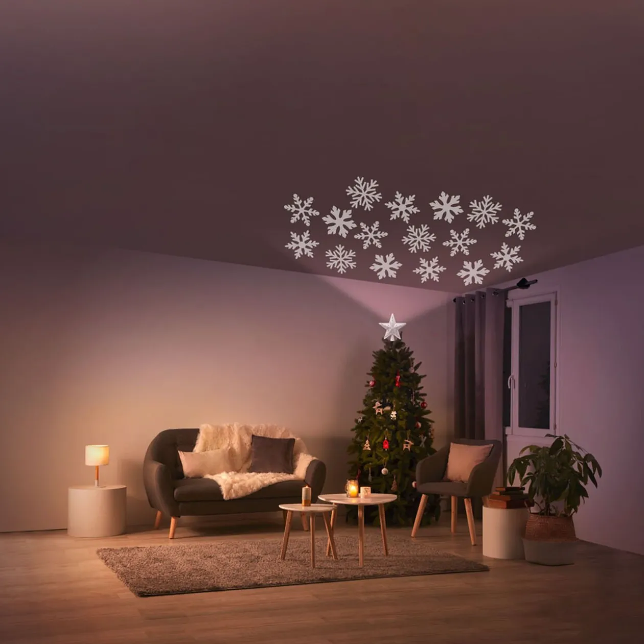 Cimier tête de sapin Noël projecteur 4 LED