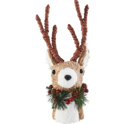 Cimier tête de sapin Noël renne naturel