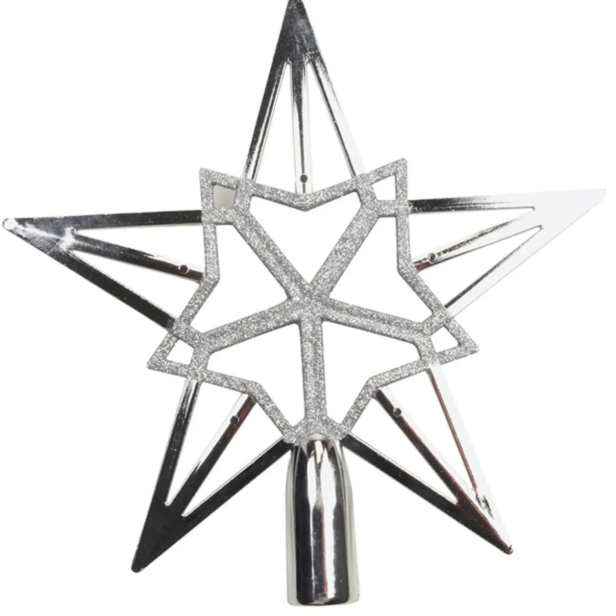 Cimier tête de sapin Noël étoile argentée ou blanche