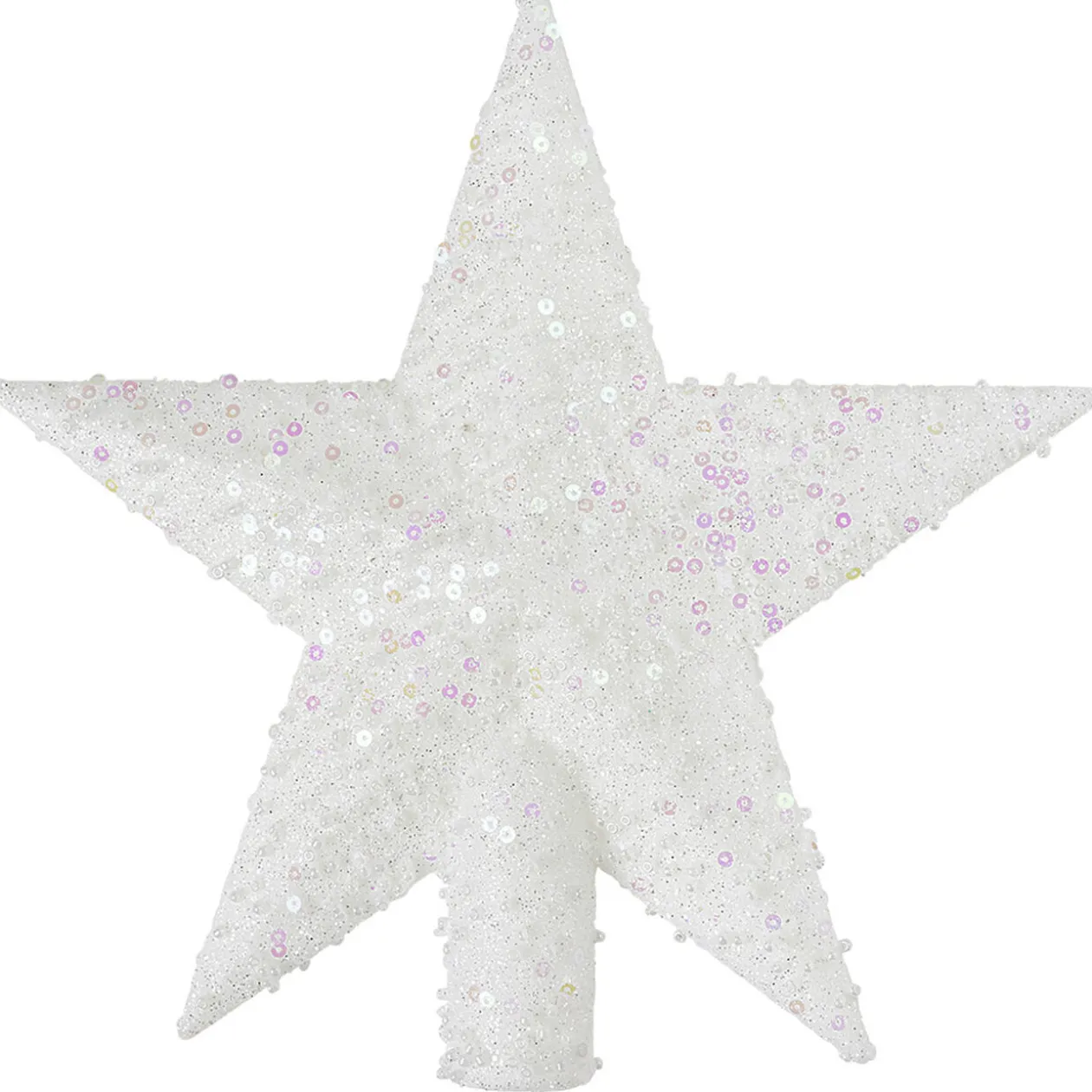 Cimier tête de sapin Noël étoile blanche pailletée