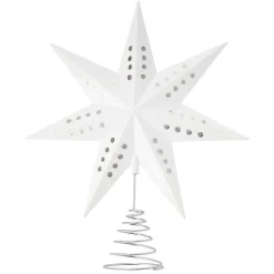 Cimier tête de sapin Noël étoile 3D blanche H22cm