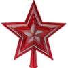 Cimier tête de sapin étoile rouge et argenté H18cm