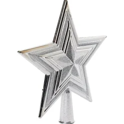 Cimier tête de sapin étoile argenté H18cm