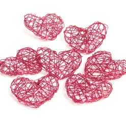 Coeur métal rose fuchsia x7