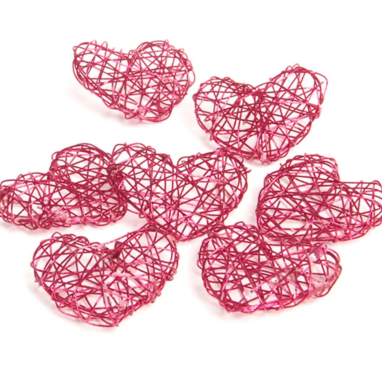 Coeur métal rose fuchsia x7