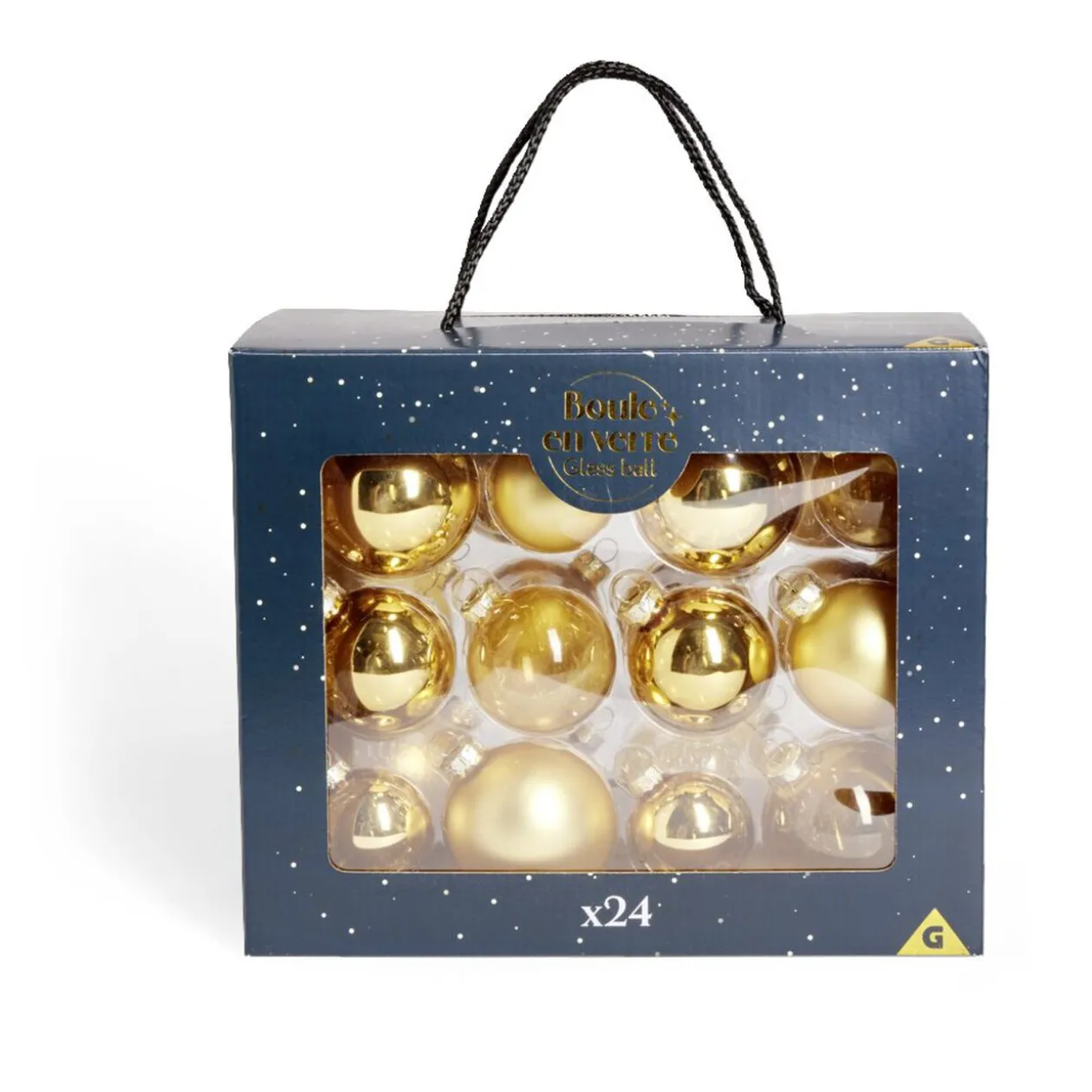 Coffret de 24 boules de Noël - 3 coloris