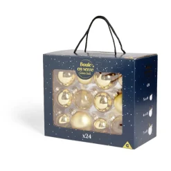 Coffret de 24 boules de Noël - 3 coloris
