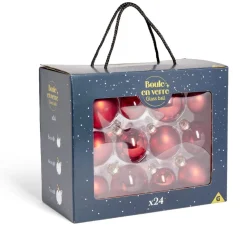 Coffret de 24 boules de Noël - 3 coloris