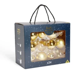 Coffret de 24 boules de Noël - 3 coloris