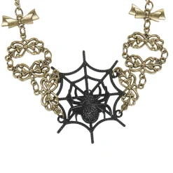 Collier araignée Halloween métal noir doré