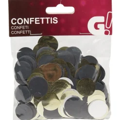 Confettis aluminium noir argenté doré Ø2 cm