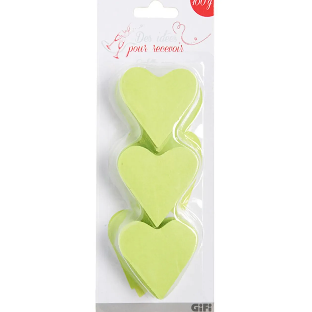 Confettis coeur vert anis en papier