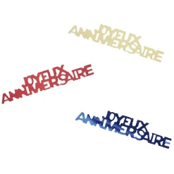 Confettis Joyeux anniversaire blanc, rouge et doré