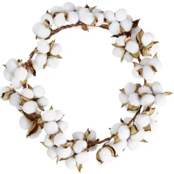 Couronne de Noël en branchage et coton mélangés