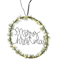 Couronne de Noël lumineuse effet branche de sapin Merry Christmas 20LED blanc chaud Ø36cm