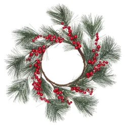 Couronne de Noël rouge et verte à suspendre