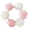 Couronne de pompons roses et blancs