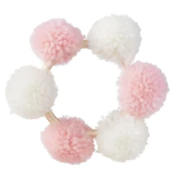 Couronne de pompons roses et blancs