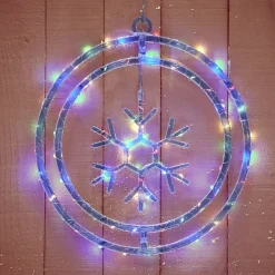 Couronne lumineuse flocon de neige 72LED multicolore Ø32cm