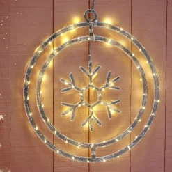 Couronne lumineuse flocon de neige 72LED blanc chaud Ø32cm