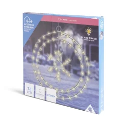 Couronne lumineuse flocon de neige 72LED blanc chaud Ø32cm