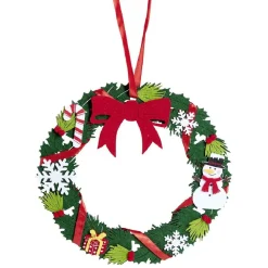 Couronne Noël feutrine à suspendre H25 cm