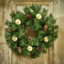 Couronne sapin et pomme de pin artificiel