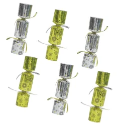 Crackers cotillons de fête argenté et doré 6 personnes