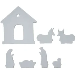 Crèche céramique et bois H22,5cm