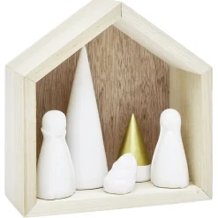 Crèche céramique et bois H15,5cm