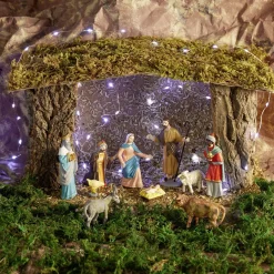 Crèche de Noël en bois et mousse 37x18xH22cm