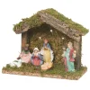Crèche de Noël lumineuse et 7 santons