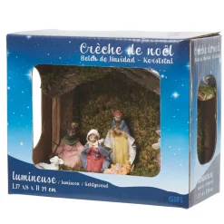 Crèche de Noël lumineuse et 7 santons