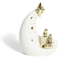 Crèche lune céramique lumineuse H18,5cm