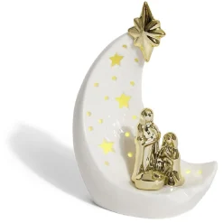 Crèche lune céramique lumineuse H18,5cm