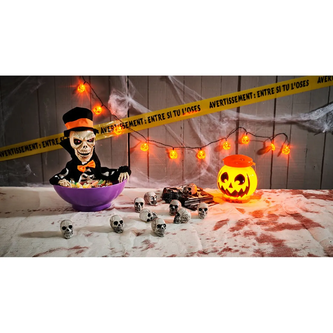 Crâne déco de table x10