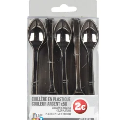 Cuillère en plastique argentée x50