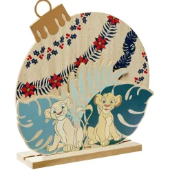Déco à poser forme boule de Noël plate en bois Le Roi Lion Simba Nala