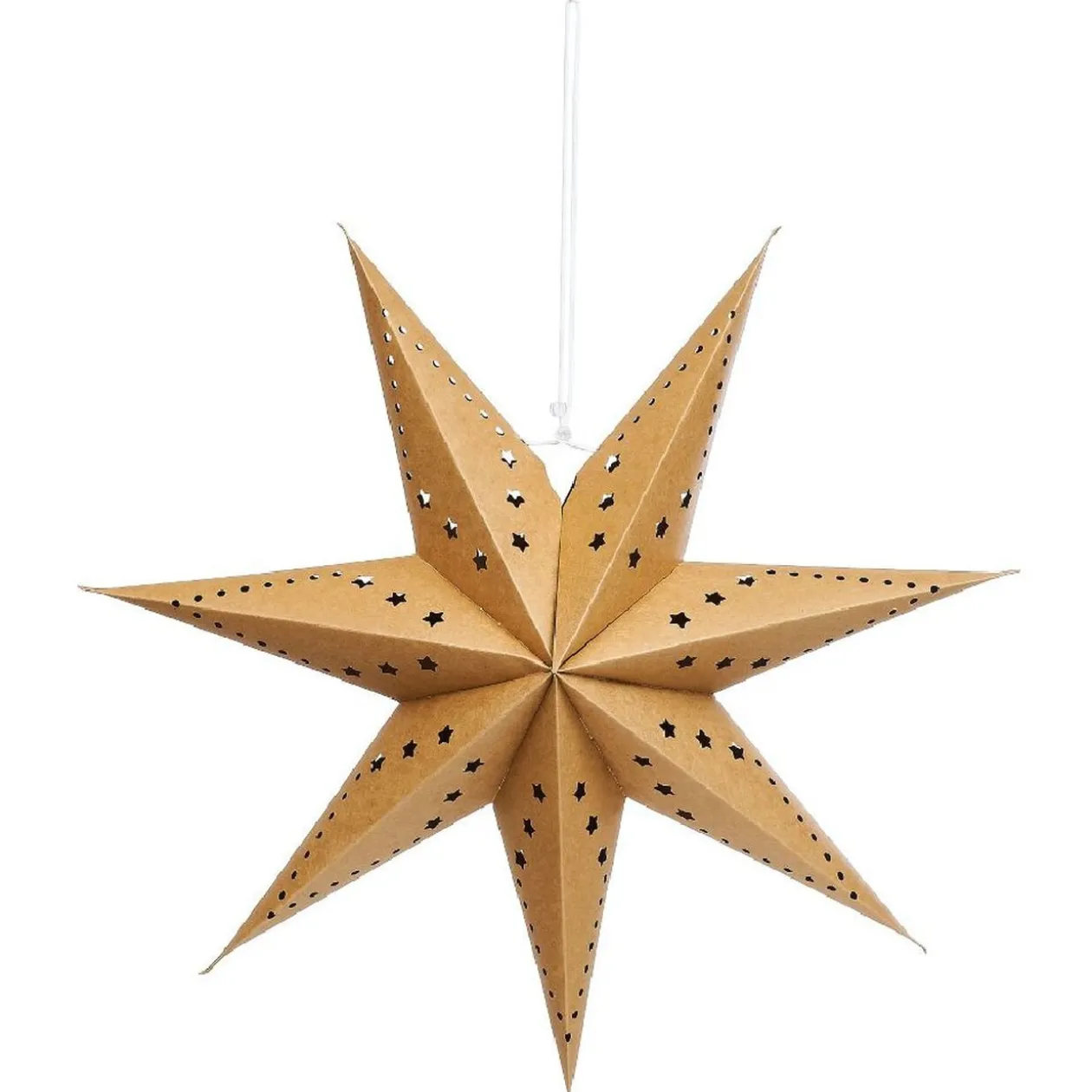 Déco à suspendre étoile 3D papier kraft marron ou blanc Ø50cm