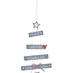 Déco de sapin à suspendre en bois