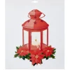 Déco fenêtre électrostatique lanterne rouge avec fleurs L31xH32 cm