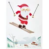 Déco fenêtre sticker électrostatique Père Noël en ski L27 x l20 cm
