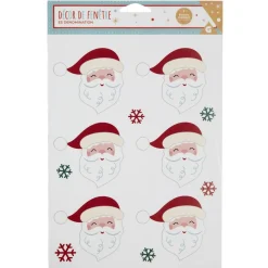 Décor fenêtre électrostatique tête de Père-Noël rouge et blanc